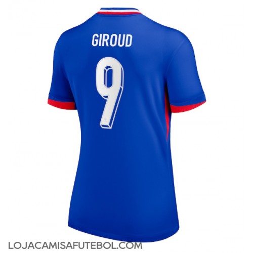 Camisa de Futebol França Olivier Giroud #9 Equipamento Principal Mulheres Europeu 2024 Manga Curta